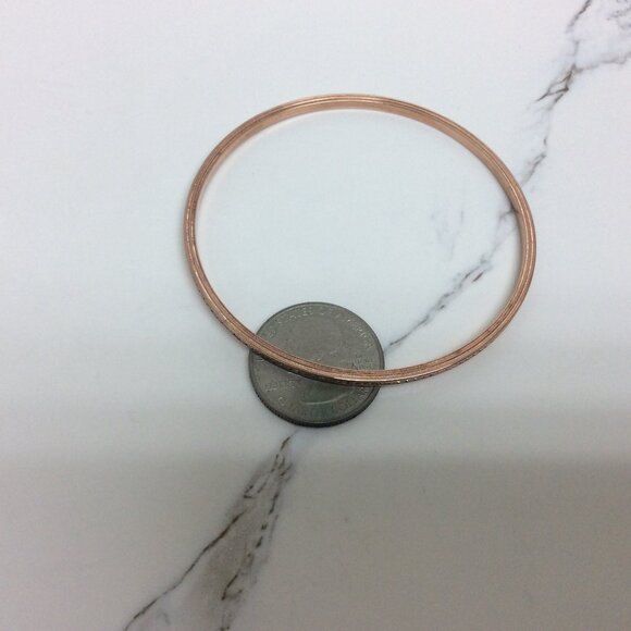 14K Rose Real Solid GOLD BANGLE CZ Zirconia Bangle Bracelet 9.50gr 71/2'' - Picture 3 of 8